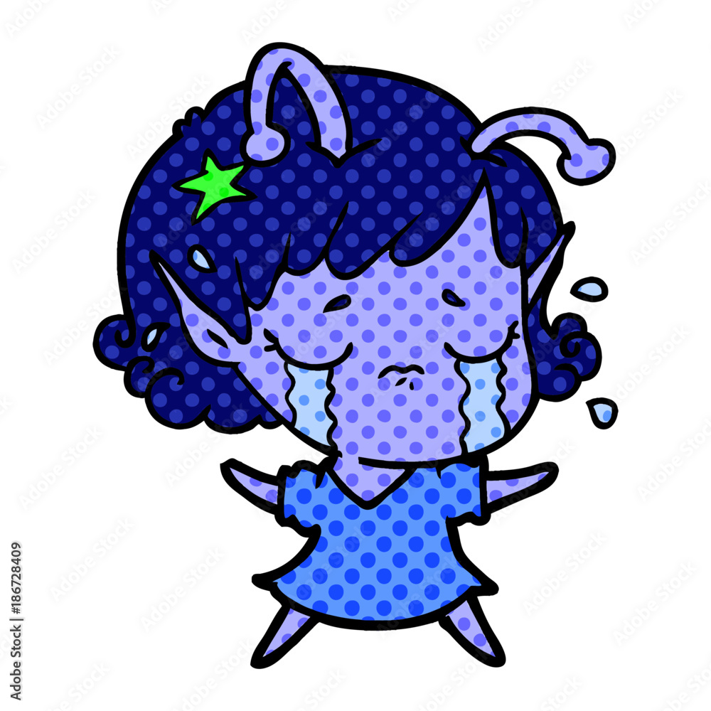 cartoon crying alien girl