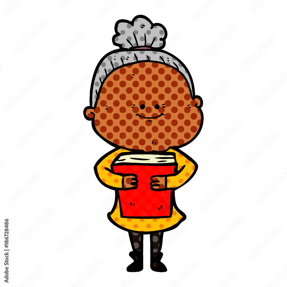 Fototapeta premium cartoon happy old woman