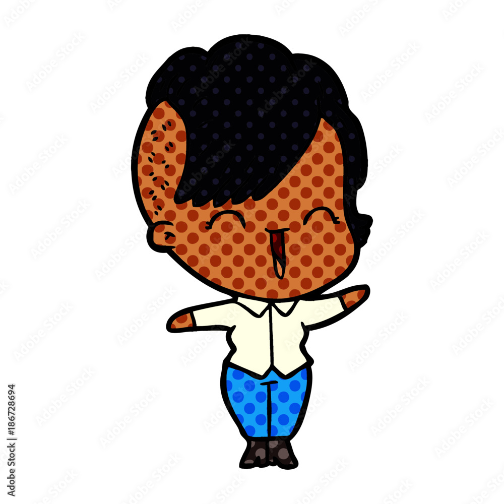 cartoon happy hipster girl