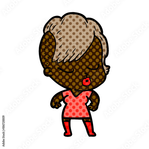 cartoon pretty hipster girl