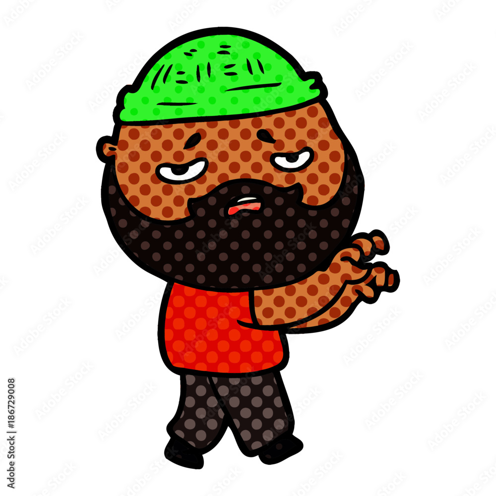 Fototapeta premium cartoon worried man with beard