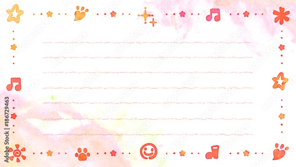 かわいい水彩イラストの便箋（ループ可能） - ピンク