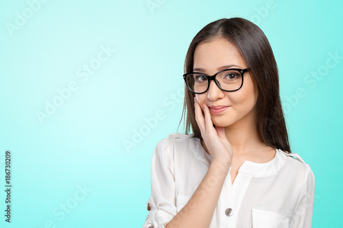 Glasses eyewear woman happy portrait looking at camera