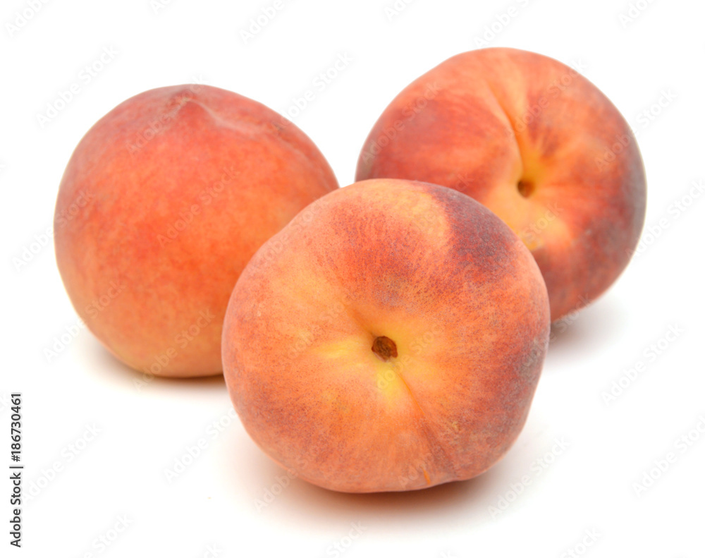 Ripe peach fruit isolated on white background cutout Ripe peach fruit isolated on white background cutout