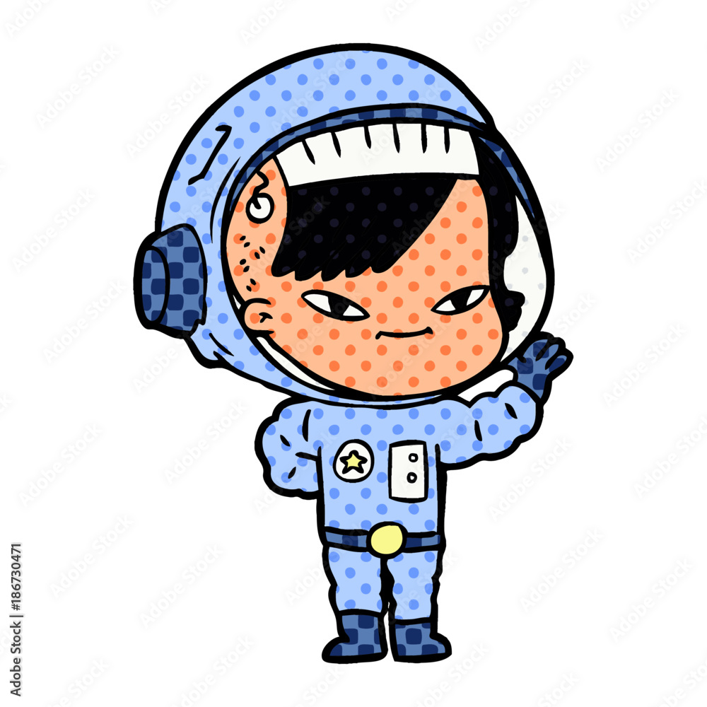 Obraz premium cartoon astronaut woman