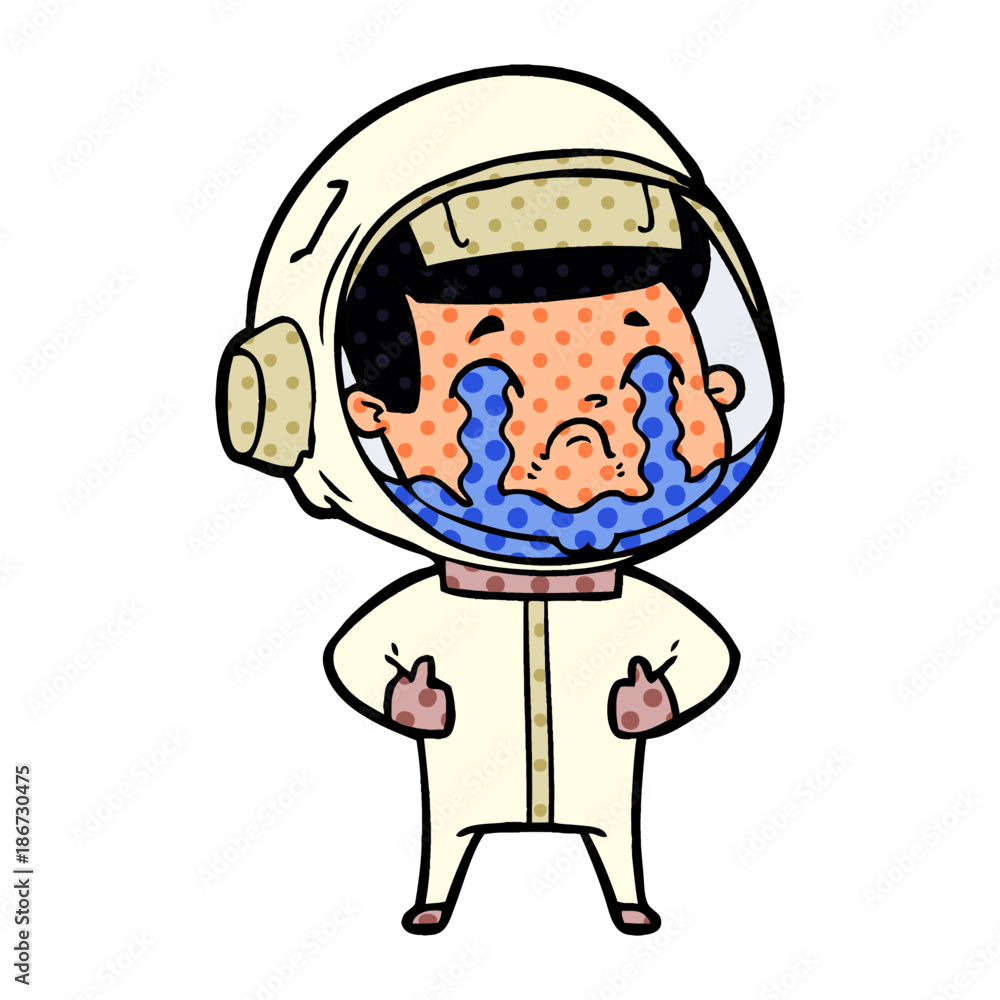 cartoon crying astronaut