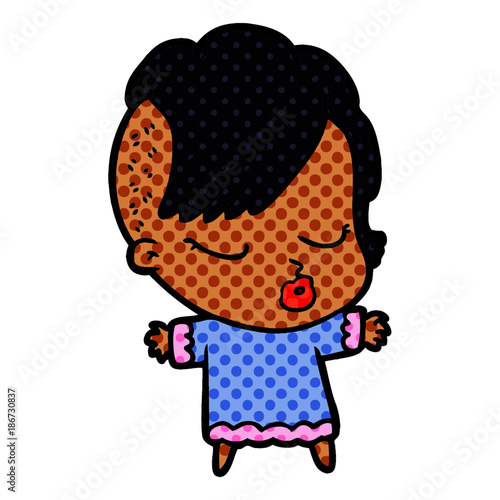 cartoon pretty hipster girl