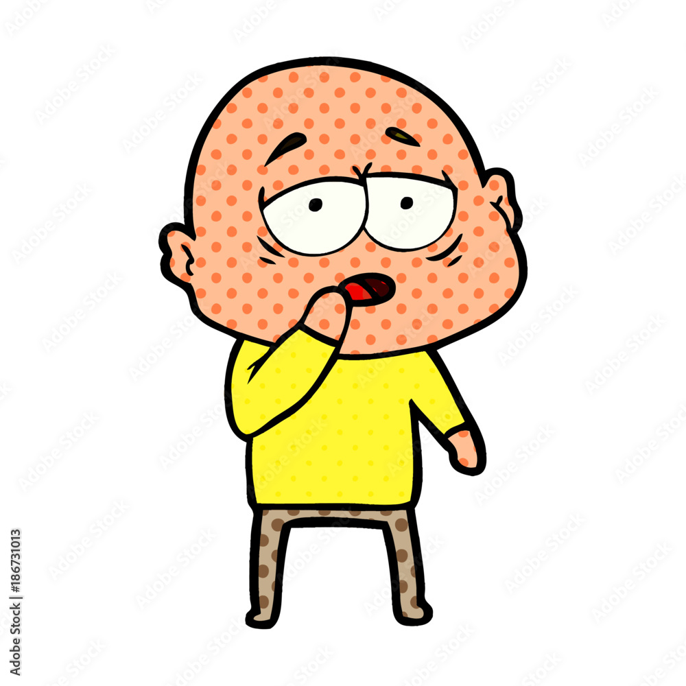 cartoon tired bald man cartoon tired bald man