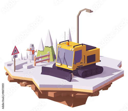 Vector low poly snowcat