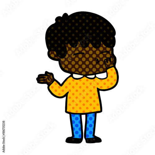cartoon curious boy