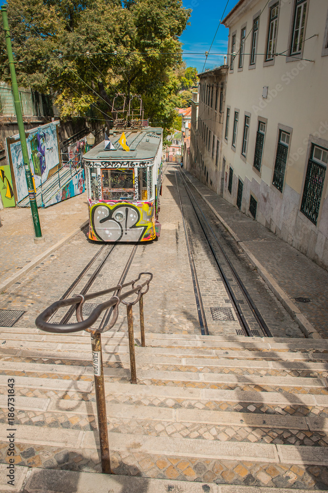 Portugal Lisbon one of city elevator trams