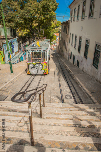 Obraz na płótnie Portugal Lisbon one of city elevator trams w salonie