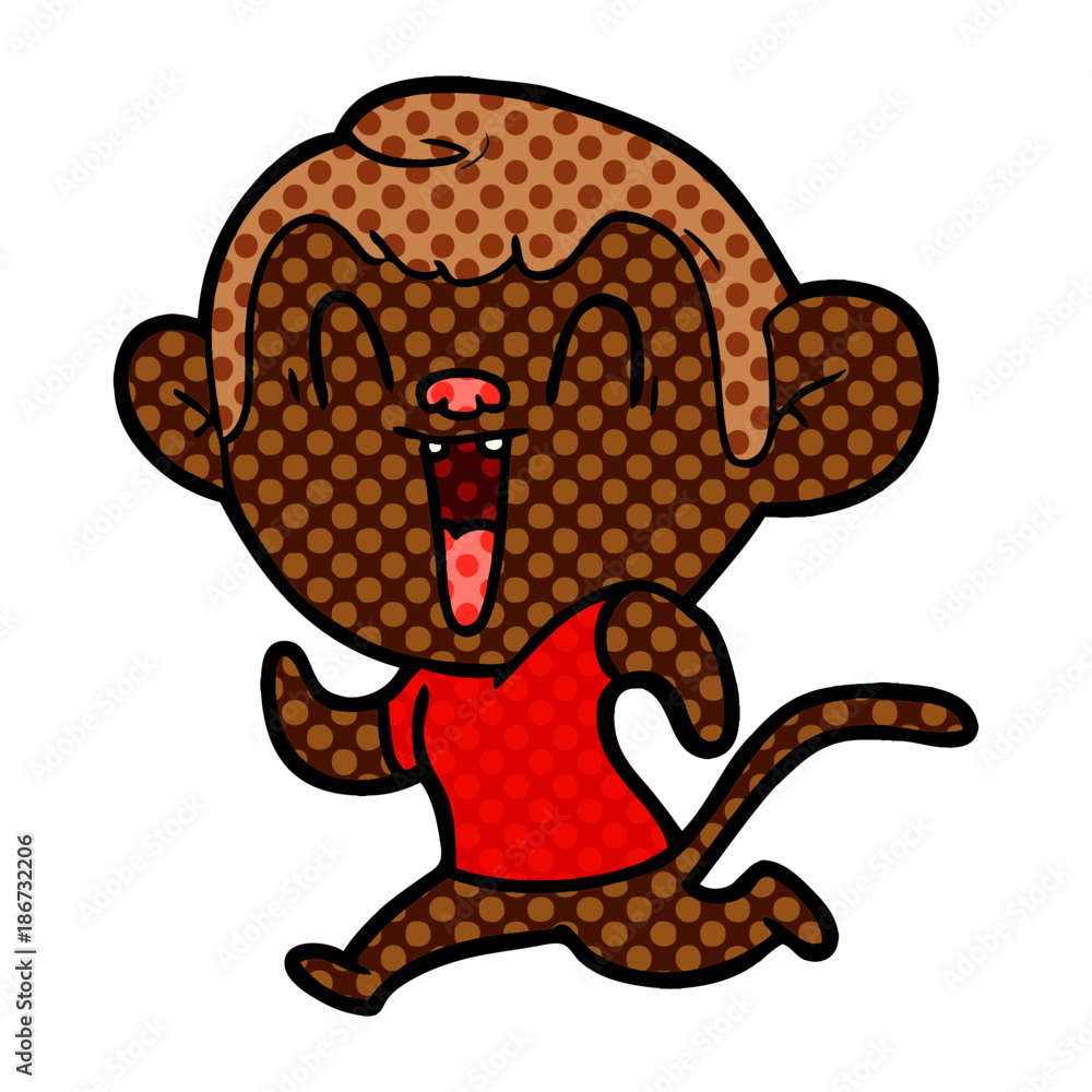 Obraz premium cartoon laughing monkey