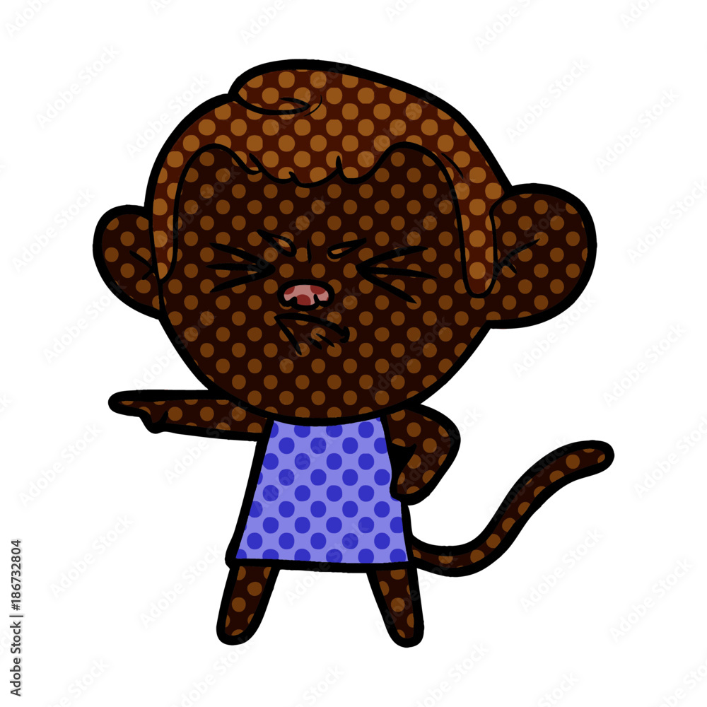 Obraz premium cartoon annoyed monkey