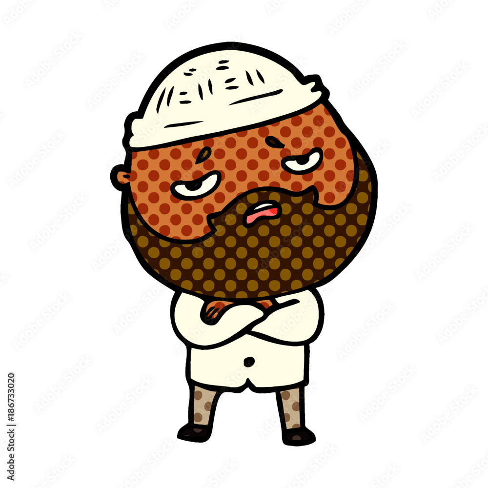 cartoon worried man with beard cartoon worried man with beard