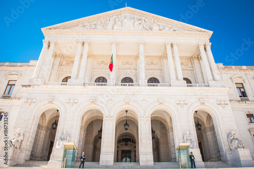 Obraz na płótnie Portugal, Lisbon, Front view of Assembleia da Republica (Portuguese Parliament) building w salonie
