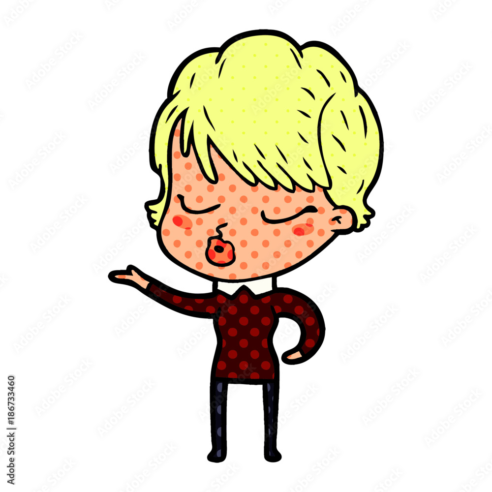 cartoon woman with eyes shut