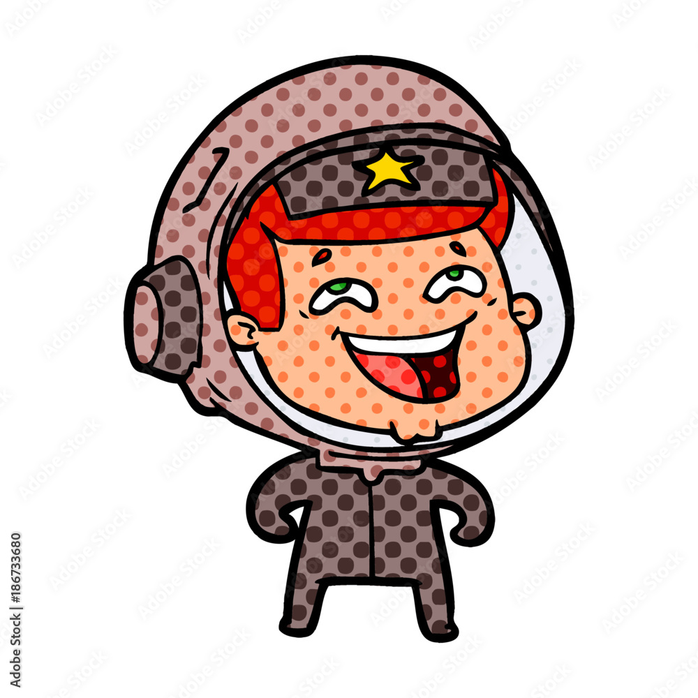 Obraz premium cartoon laughing astronaut