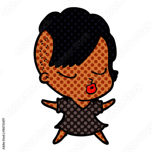 cartoon pretty hipster girl