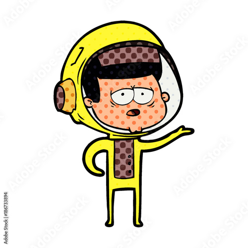 cartoon tired astronaut