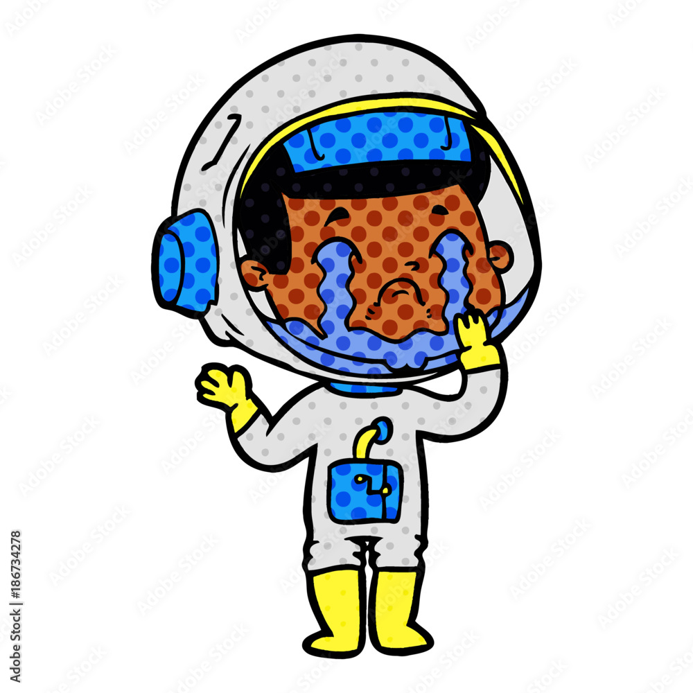 Fototapeta premium cartoon crying astronaut