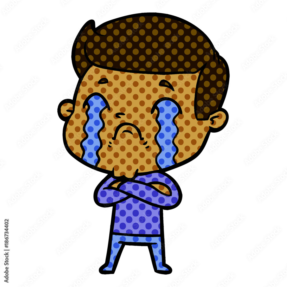 cartoon man crying