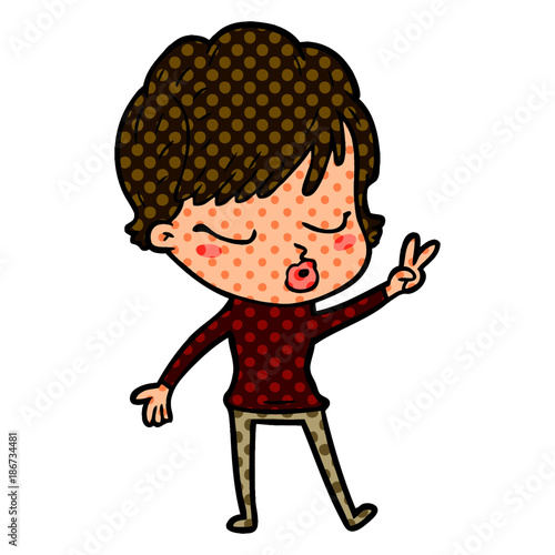 cartoon woman with eyes shut