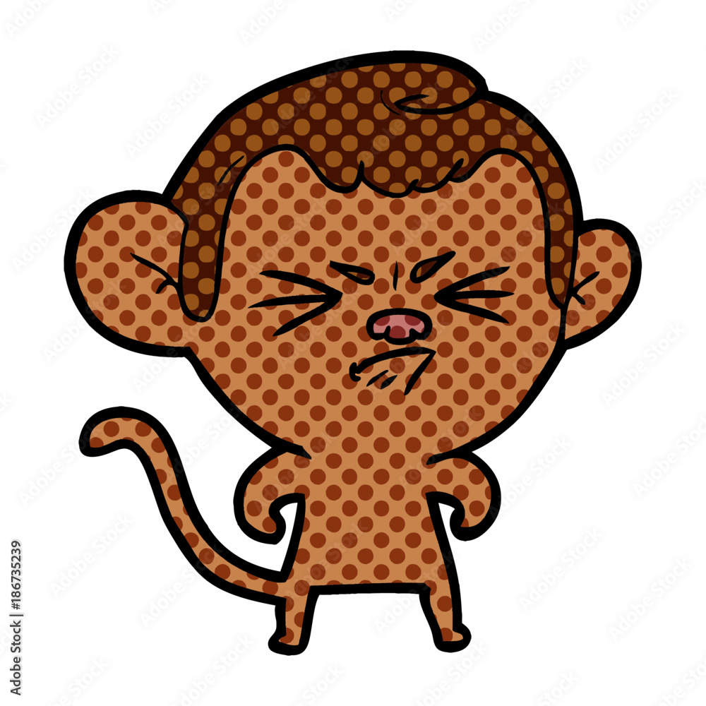 Fototapeta premium cartoon annoyed monkey