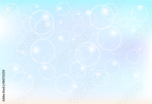 abstract bubble floating on soft blue background