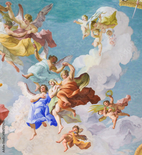 Obraz na plátne Fresco depicting Cardinal Virtues in Stift Melk, Austria