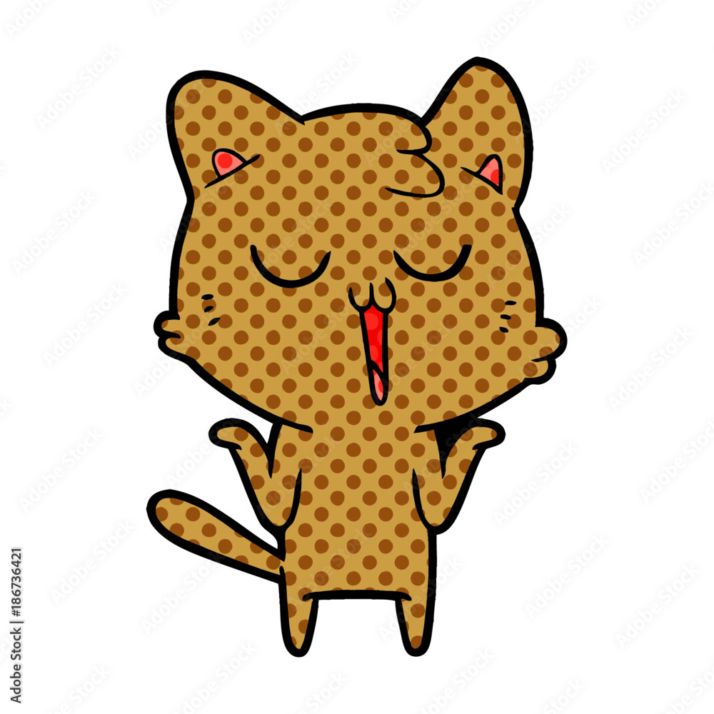 Obraz premium cartoon cat singing