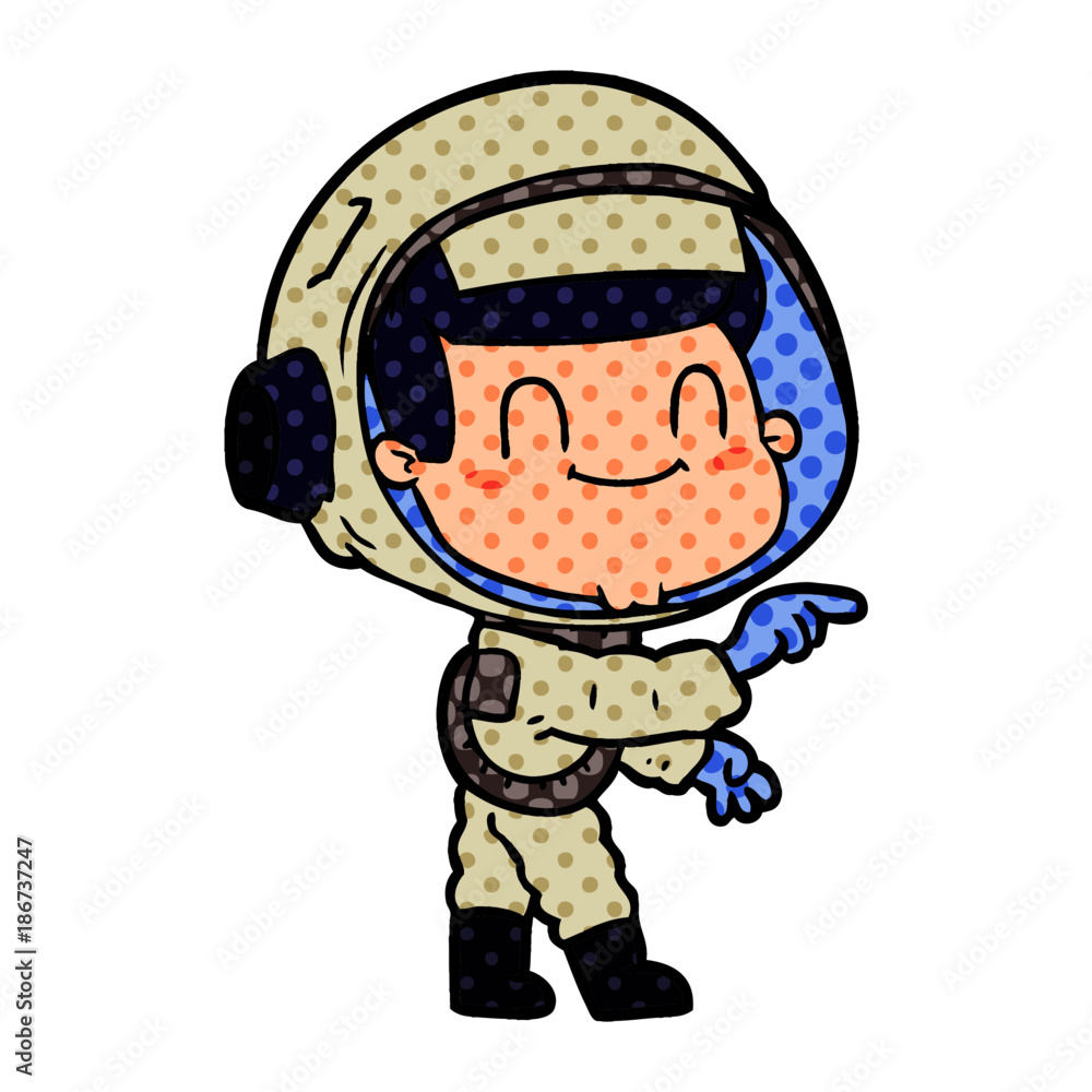 happy cartoon astronaut man