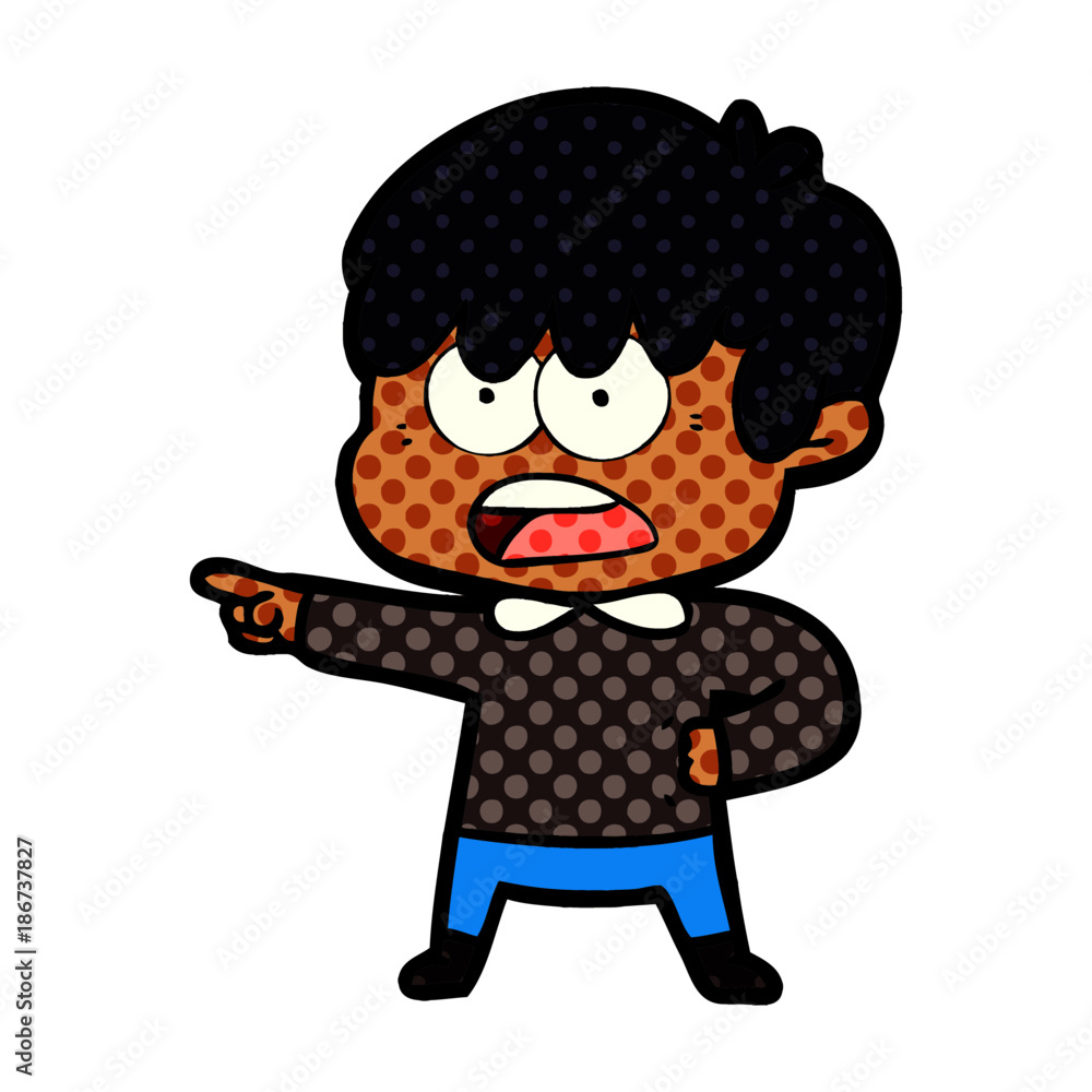 worried cartoon boy