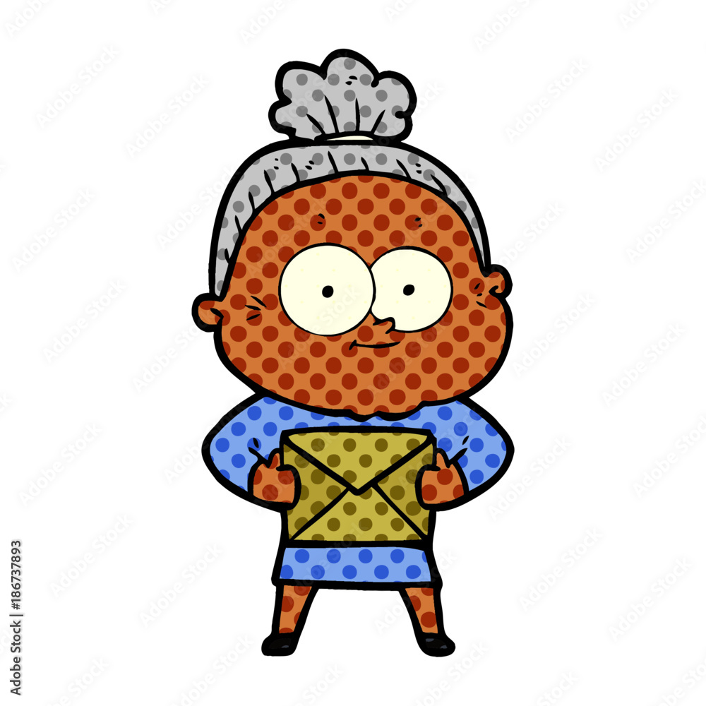 cartoon happy old woman cartoon happy old woman