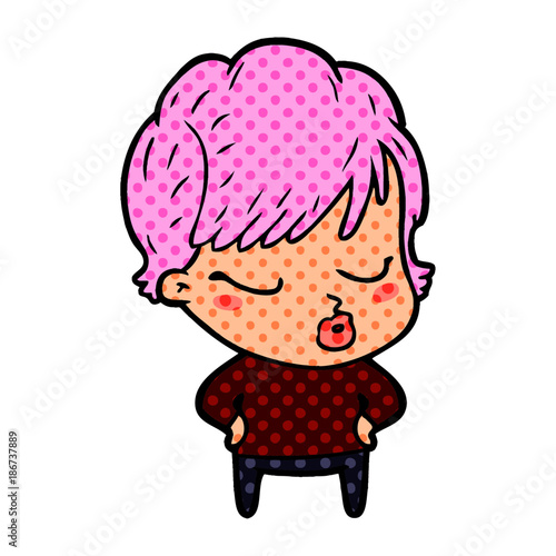 cartoon woman with eyes shut