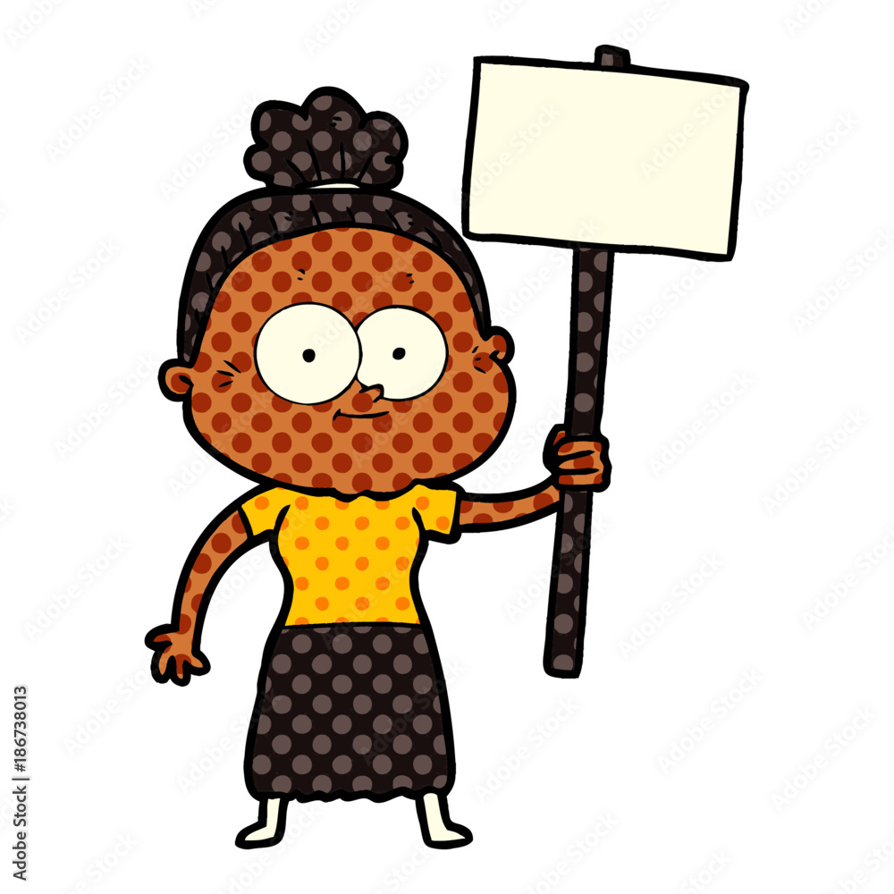 cartoon happy old woman