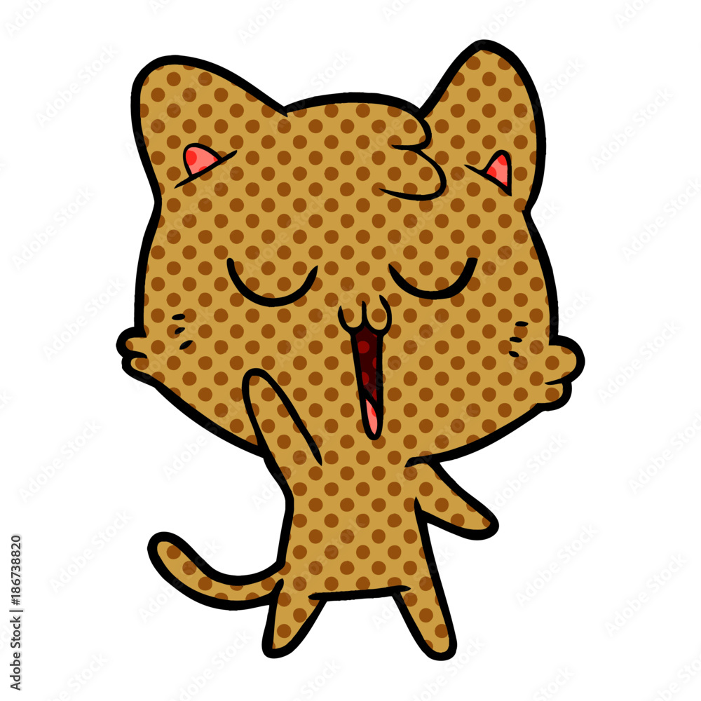 Obraz premium cartoon cat singing