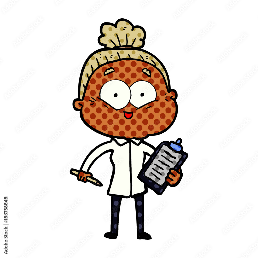 cartoon happy old woman