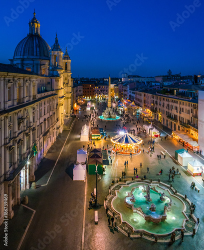 Photography Piazza Navona in Rome during Christmas time. Italy.