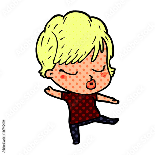 cartoon woman with eyes shut