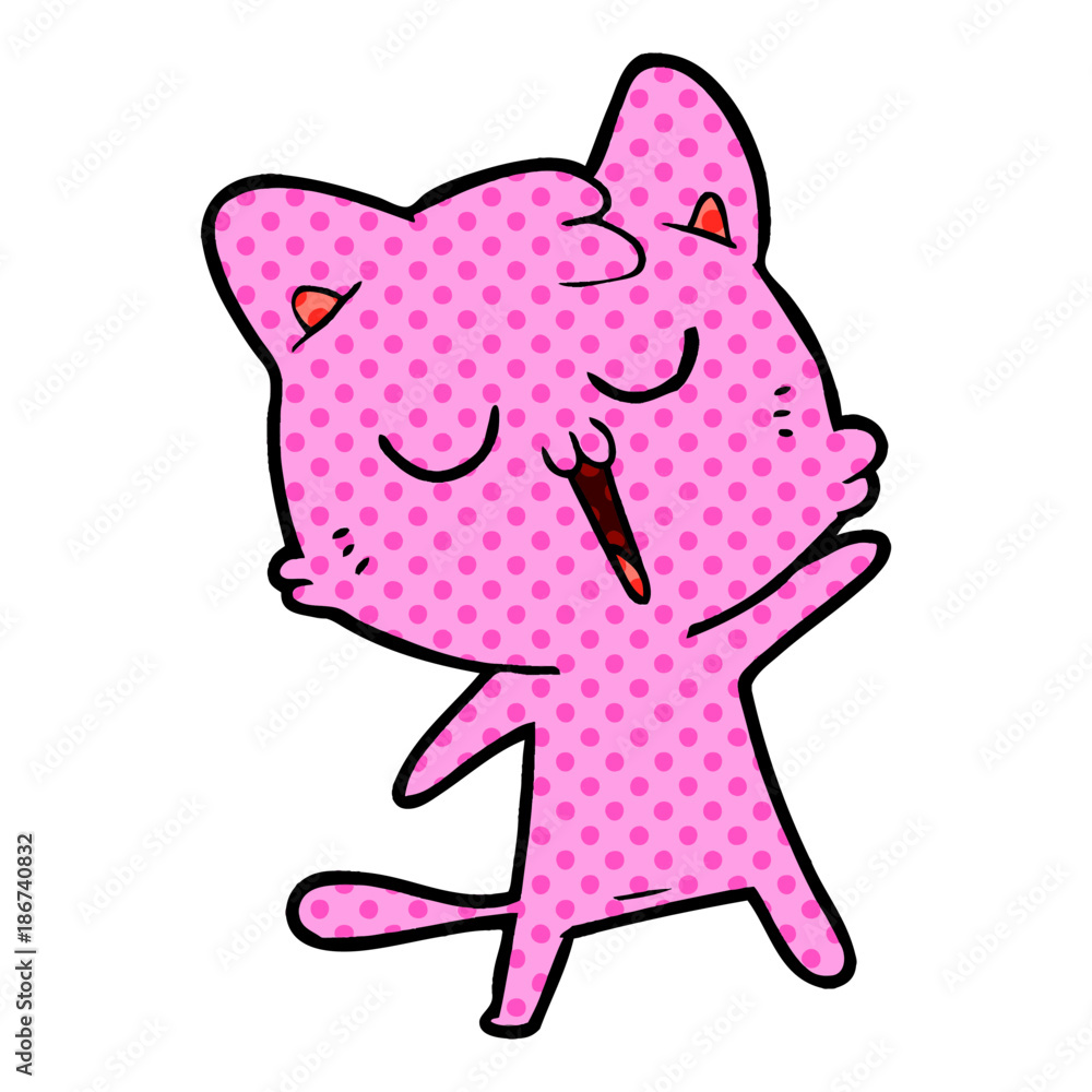 Obraz premium cartoon cat singing