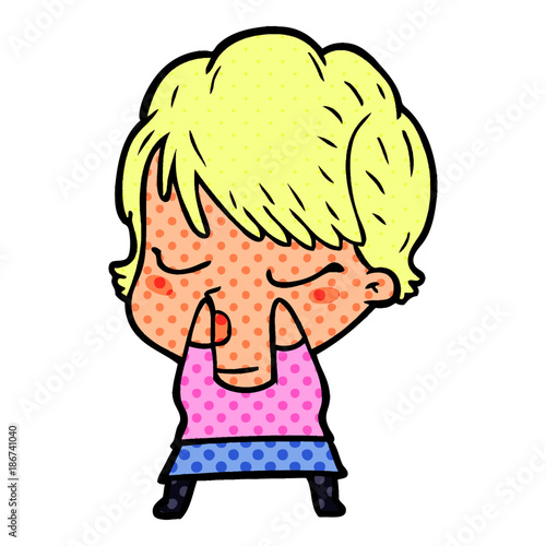 cartoon woman with eyes shut