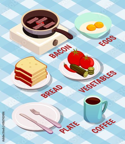 Food Cooking Isometric Composition