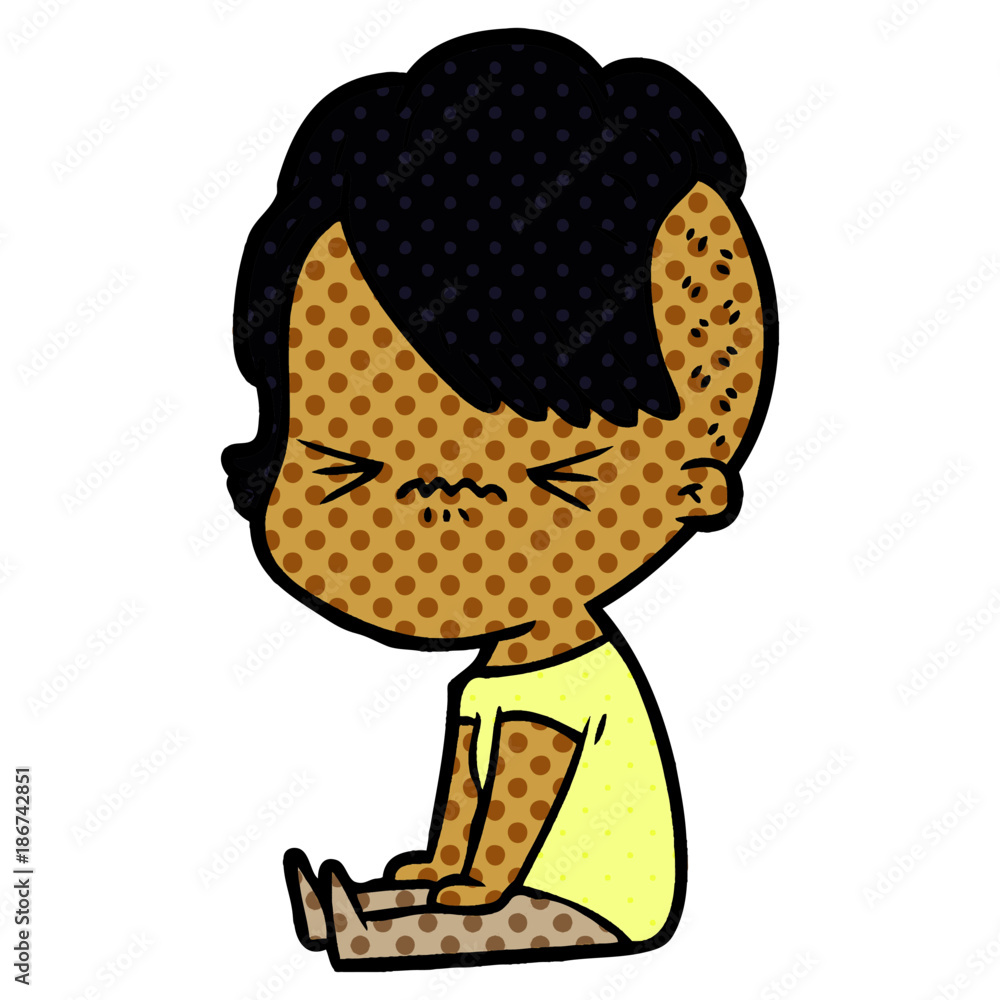 cartoon annoyed hipster girl