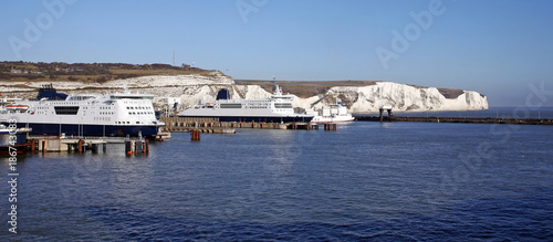 ferries and white cliffs in dover photo