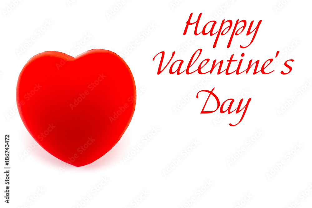  Red heart  with text: happy Valentine's day on a white background