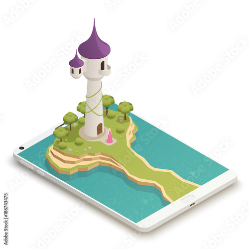 Fairy Tale Smartphone Isometric Composition