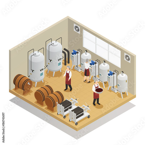 Alcoholic Beverages Production Isometric Composition