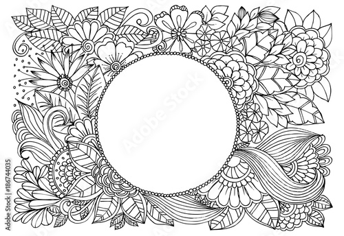Doodle vector floral frame