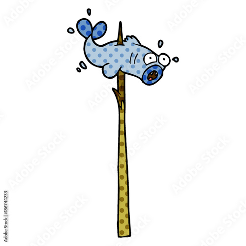 speared fish cartoon